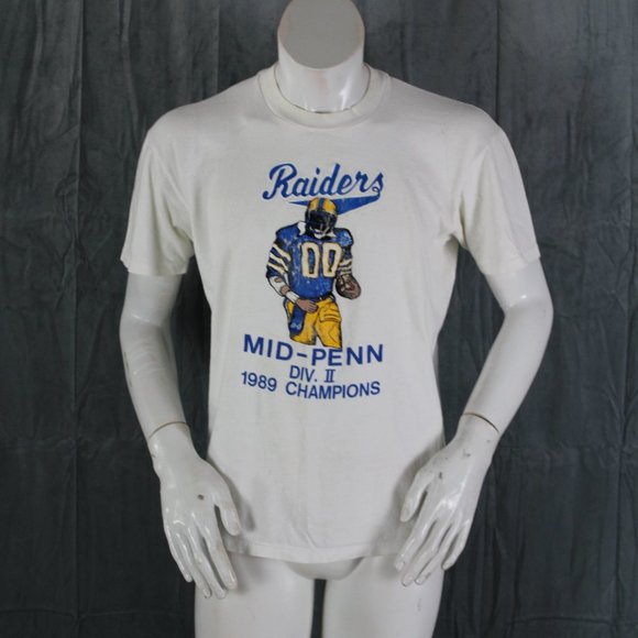 Vintage Graphic T-shirt - Raiders 1989 Mid Penn Division 2 Champions - Men's L - Picture 1 of 8